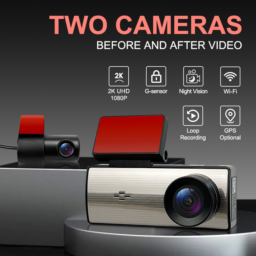 Dash Cam 2K Dual Lens - 3.16 pollici IPS WIFI UHD 2K