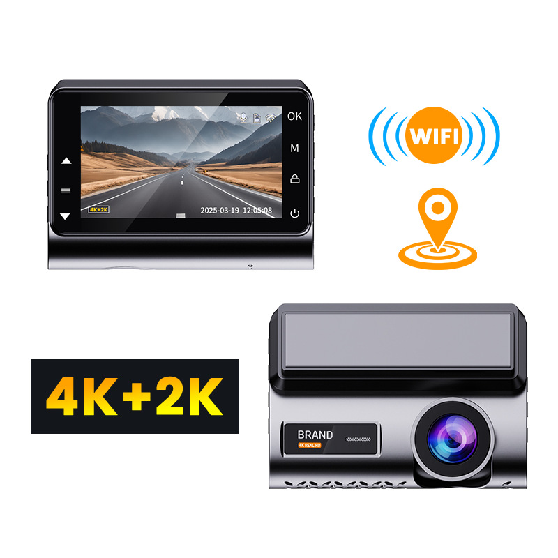 Dash Cam 2K Dual Lens - 4K Dvr WiFi Dash Cam Telecamera