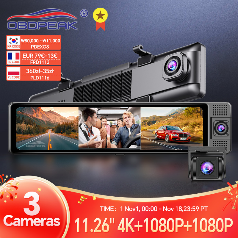 Dash Cam Rear View Mirror 12 Inch - H330 Dash Cam 3 Canali Specchietto