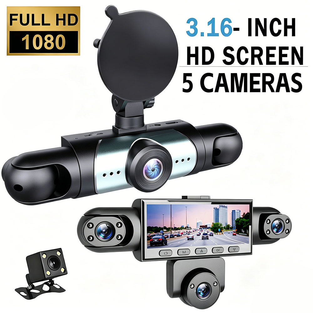 Dash Cam 360 Degree Panoramic - Videoregistratore per Auto a 5 Canali