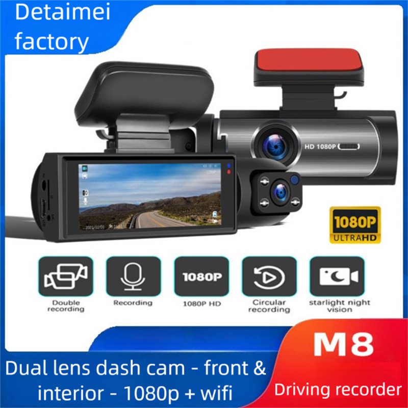 Dash Cam Night Vision Infrared - Dash Cam M8, Doppia Lente HD,