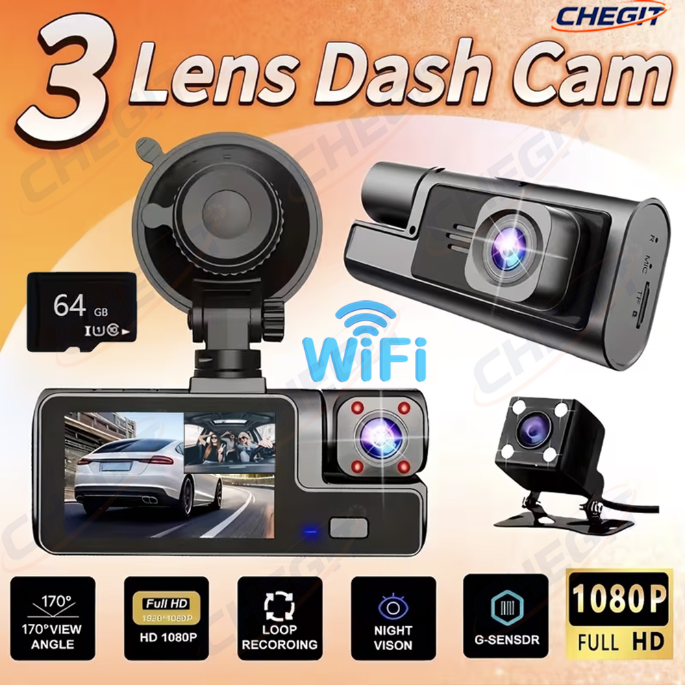 Dash Cam 3 Channel 1080P - Nuovo DVR per Auto a 3