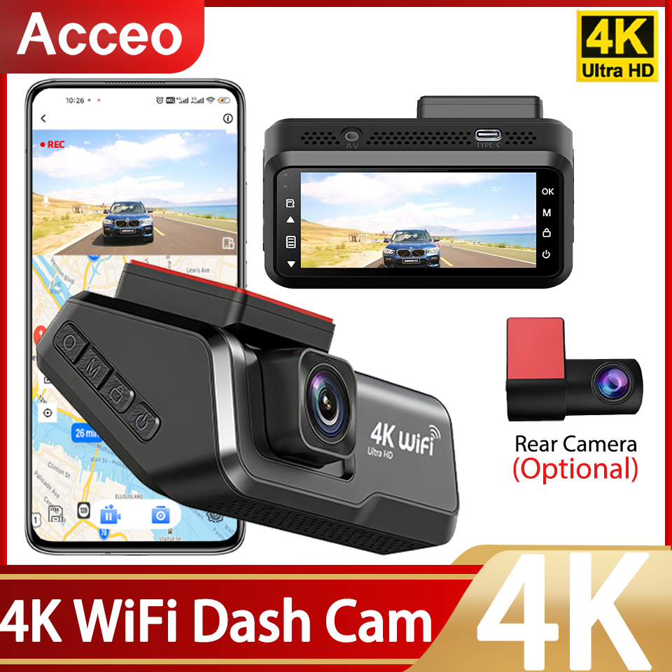Dash Cam Front And Rear 4K - Acceo Dash Cam 4K Ultra HD