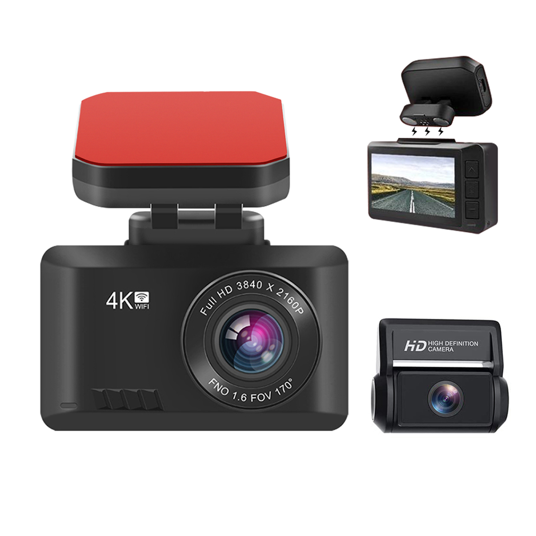 Dash Cam 2K Dual Lens - Dashcam 4K Reale con Doppia Lente,