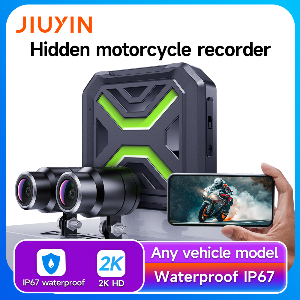 Dash Cam 2K Dual Lens - Telecamera d'azione JIUYIN Dual Motorcycle DVR