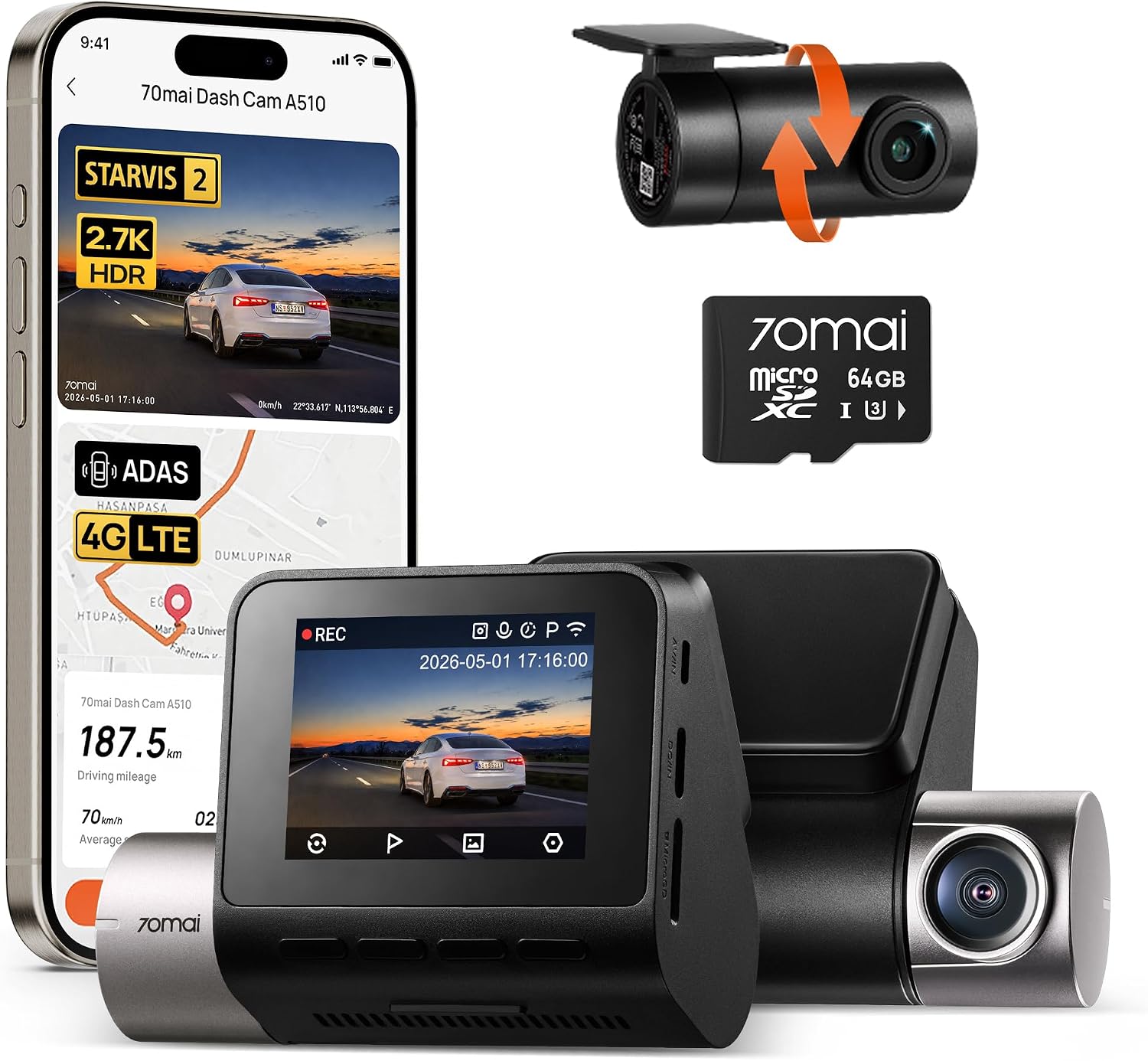 Dual Dash Cam With Gps Wifi - Doppia Dash Cam 1944P 1080P STARVIS