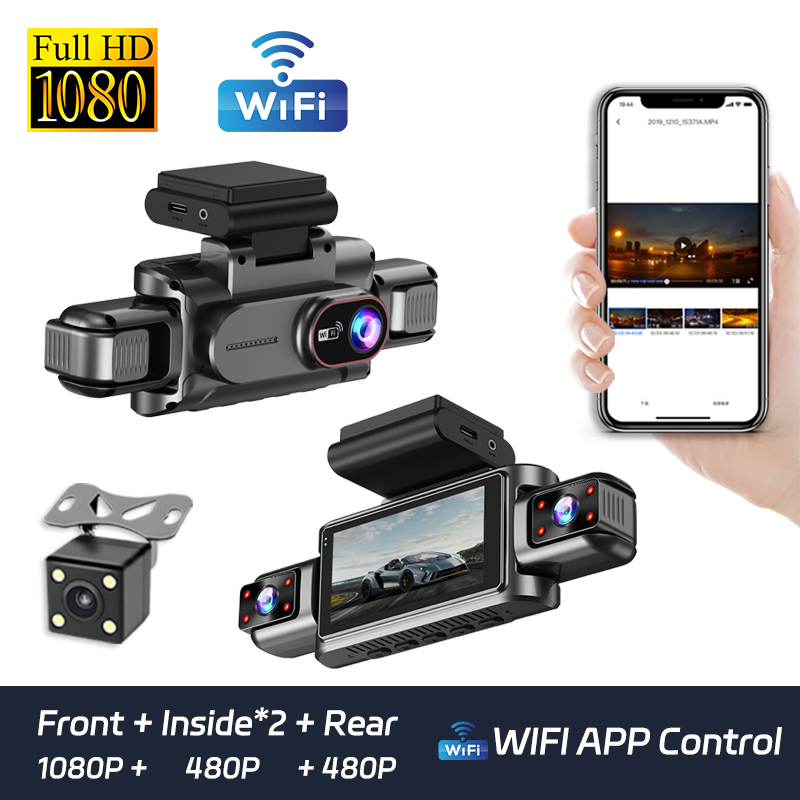 Dash Cam Night Vision Infrared - Dash Cam a 4 Canali 1080P,