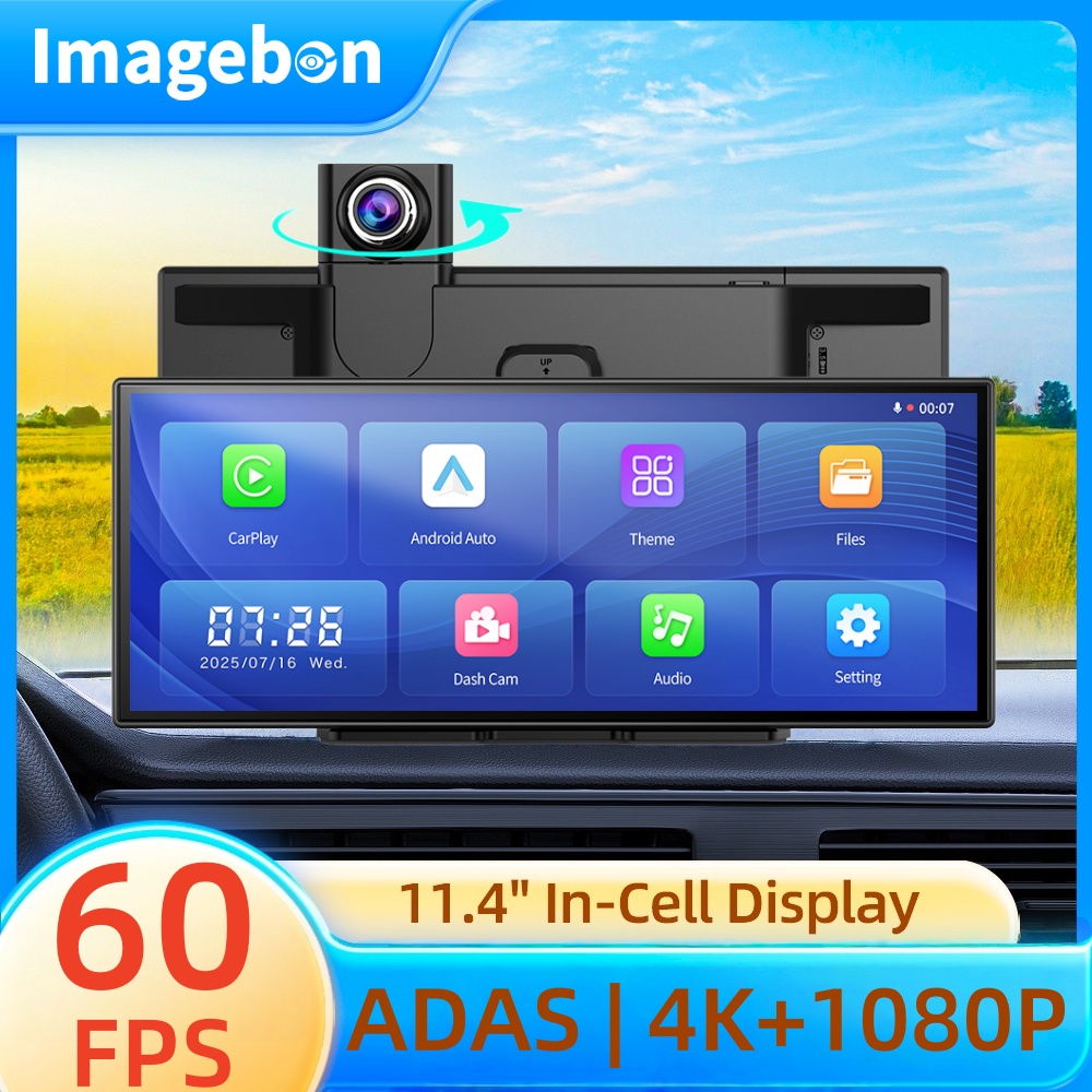 Dual Dash Cam With Gps Wifi - Imagebon 11.4′′ 4K ADAS Dashcam Wireless
