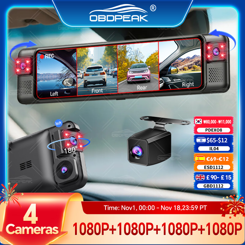 Dash Cam Night Vision Infrared - Specchietto Retrovisore D75 FHD 1080P Dash