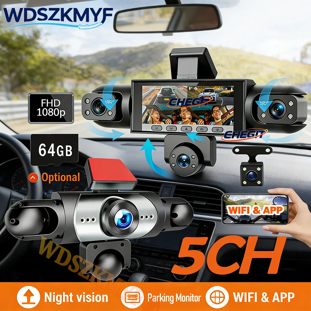 Nuova Dash Cam a 5 Lenti 360°  - Dash Cam Mirror Backup Camera recensione e prezzo