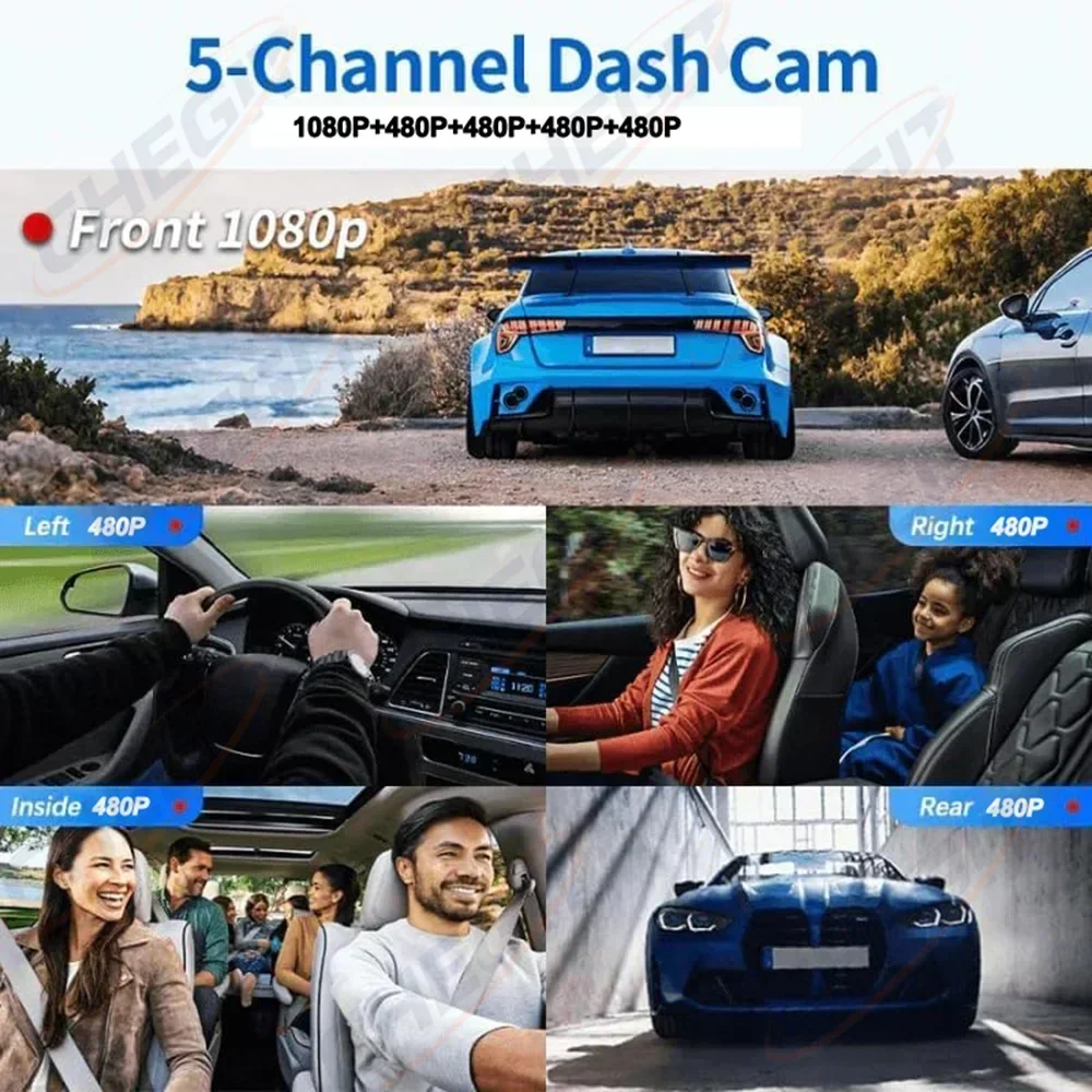 Nuova Dash Cam a 5 Lenti 360°  - Dash Cam Mirror Backup Camera recensione e prezzo