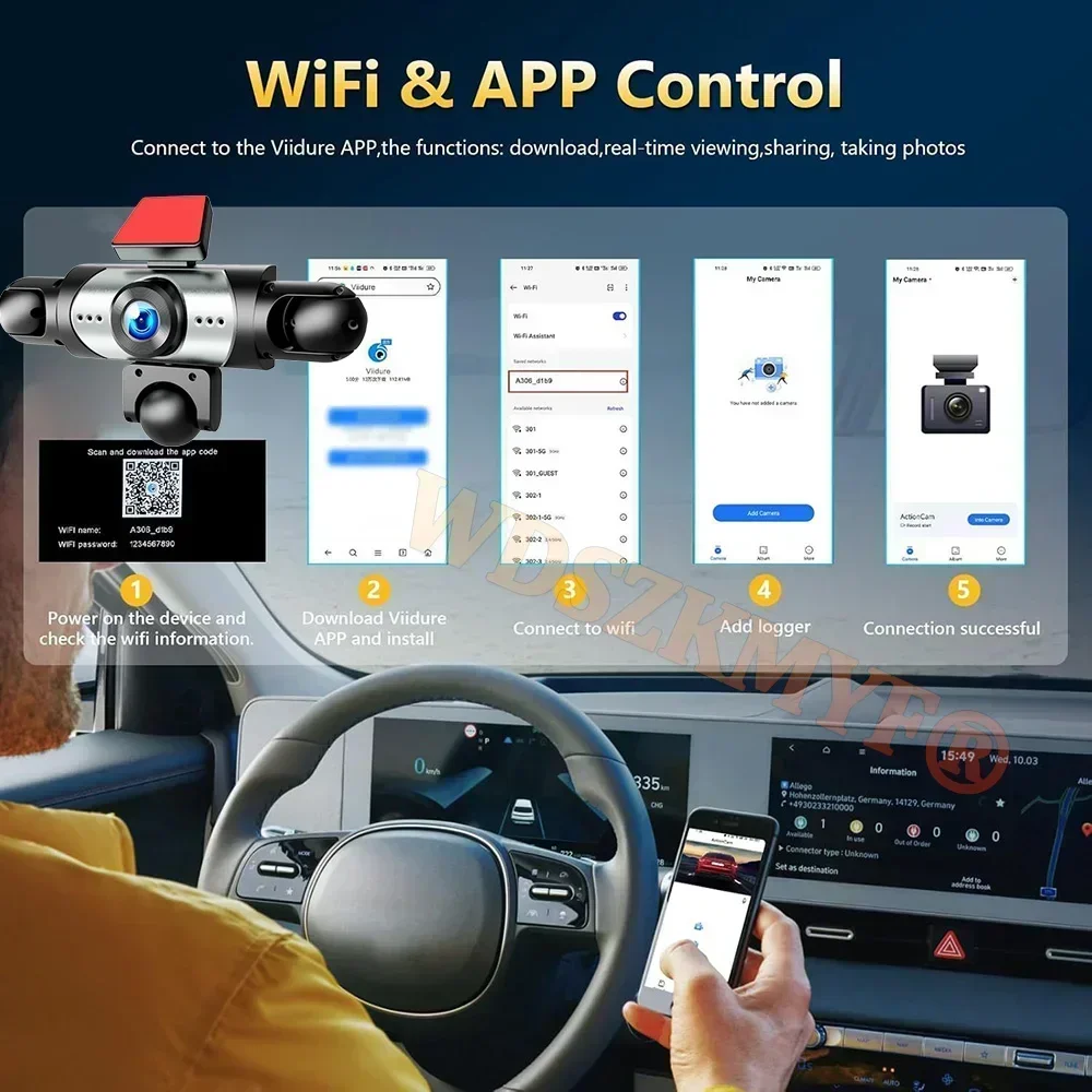 Nuova Dash Cam a 5 Lenti 360°  - Dash Cam Mirror Backup Camera recensione e prezzo
