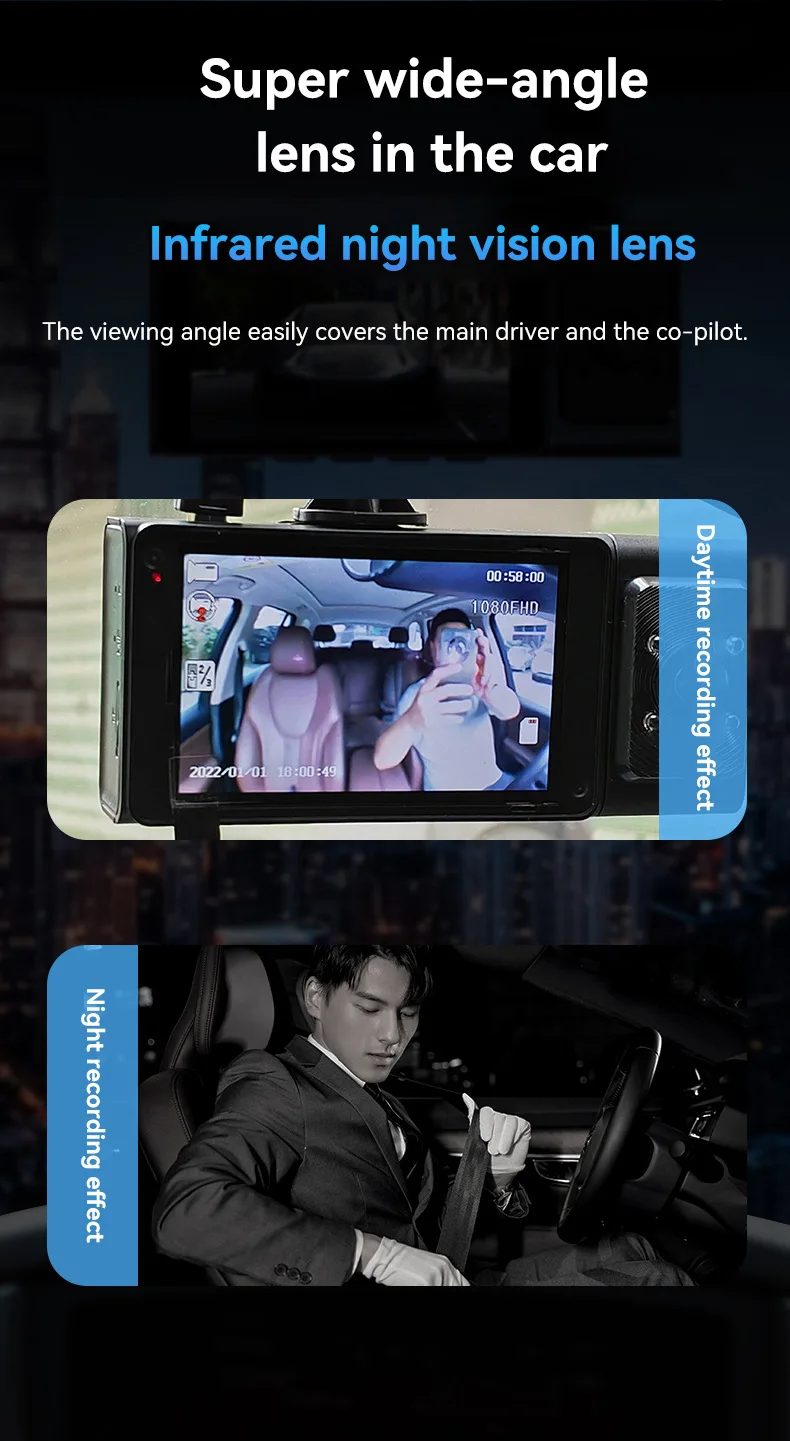 XZY Dashcam per Auto a 3 Canal - Dash Cam Night Vision Infrared recensione e prezzo