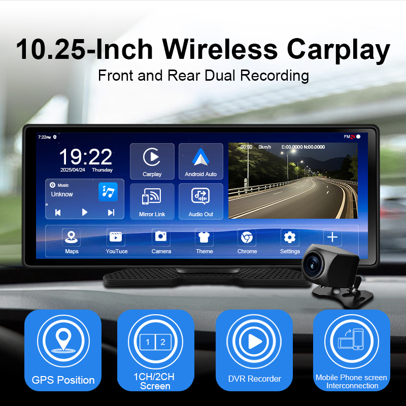 Carplay Android WIFI da 10,25  - Dual Dash Cam With Gps Wifi recensione e prezzo