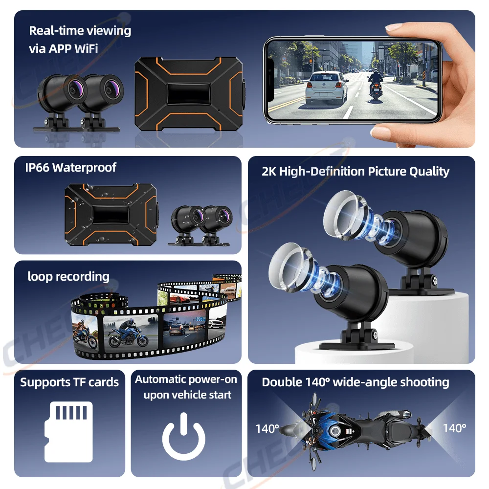 Videocamera DVR per Moto a Dop - Dash Cam 2K Dual Lens recensione e prezzo