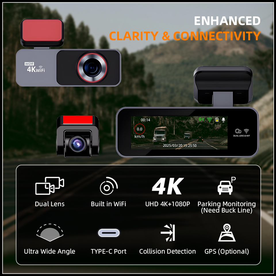 Dash Cam Acceo 4K Ultra HD con - Dual Dash Cam With Gps Wifi recensione e prezzo