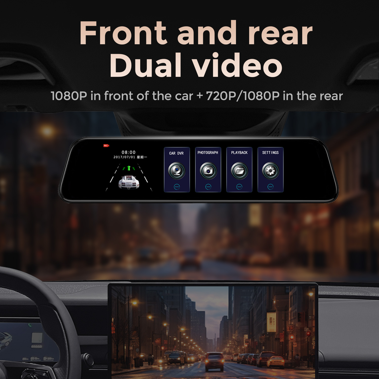 Nuova videocamera per auto con - Dash Cam Rear View Mirror 12 Inch recensione e prezzo