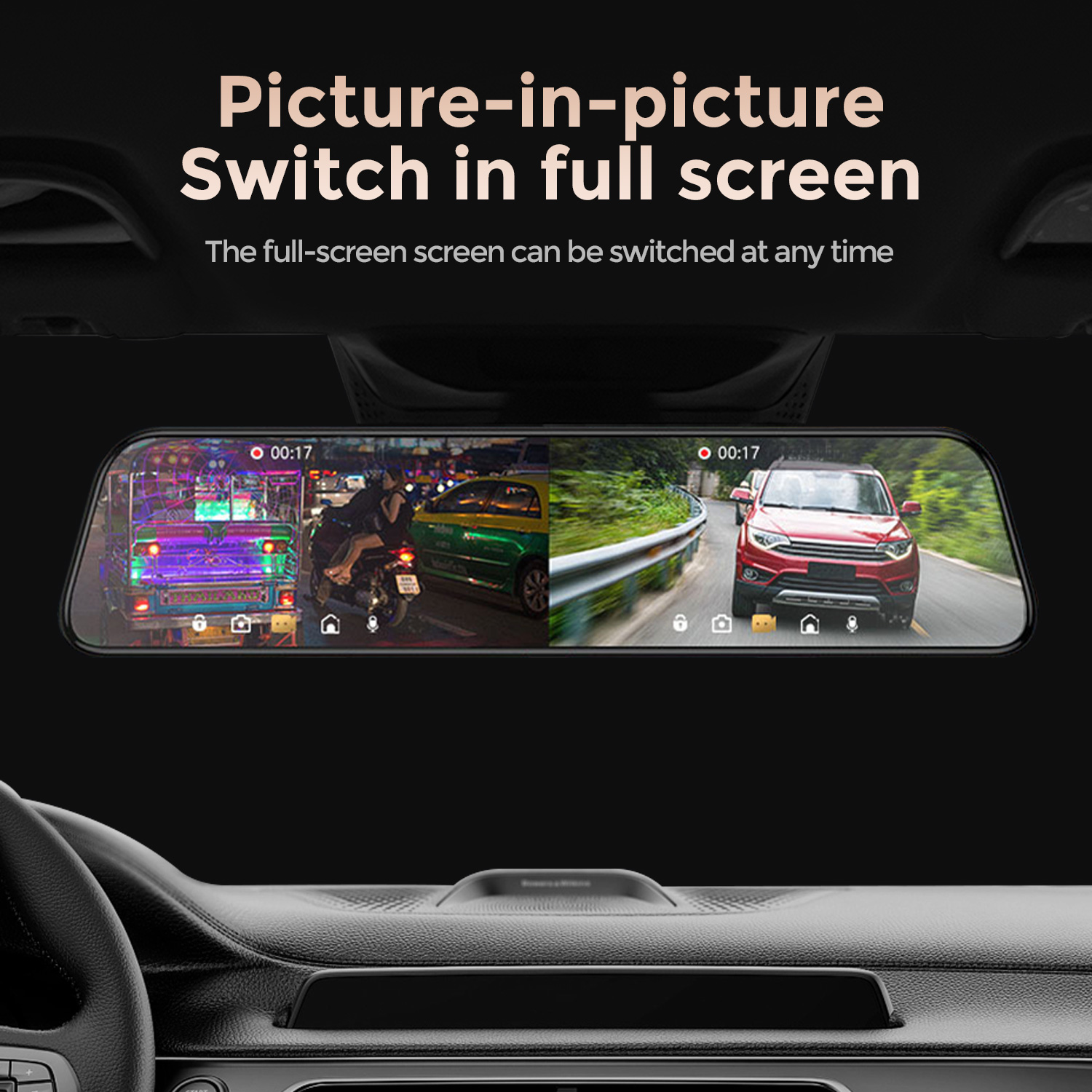 Nuova videocamera per auto con - Dash Cam Rear View Mirror 12 Inch recensione e prezzo