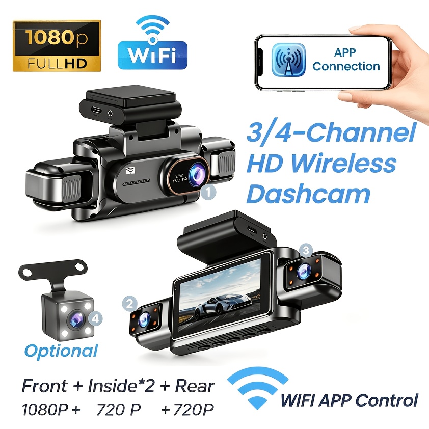 Dash Cam WiFi a 3-4 Canali, Fu - Dash Cam 3 Channel 1080P recensione e prezzo