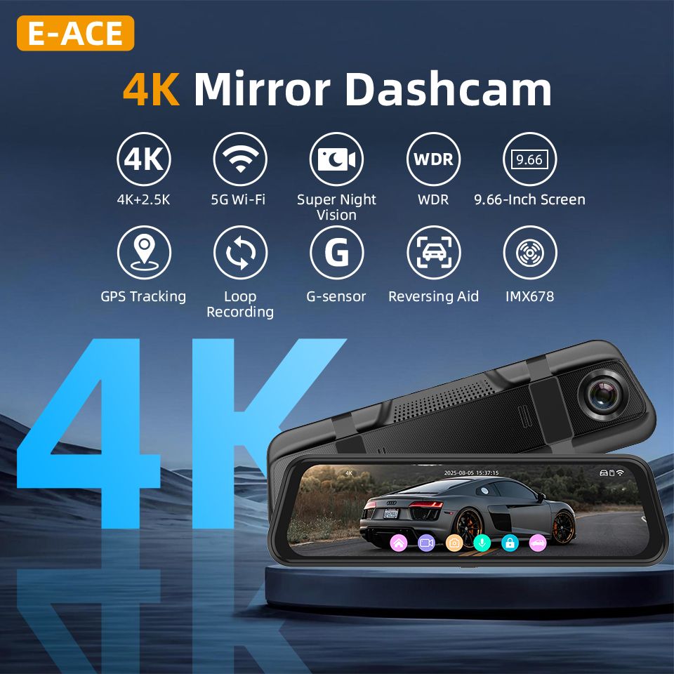 Dashcam E-ACE 4K 9.66 con Sche - Dash Cam 4K Sony Starvis recensione e prezzo
