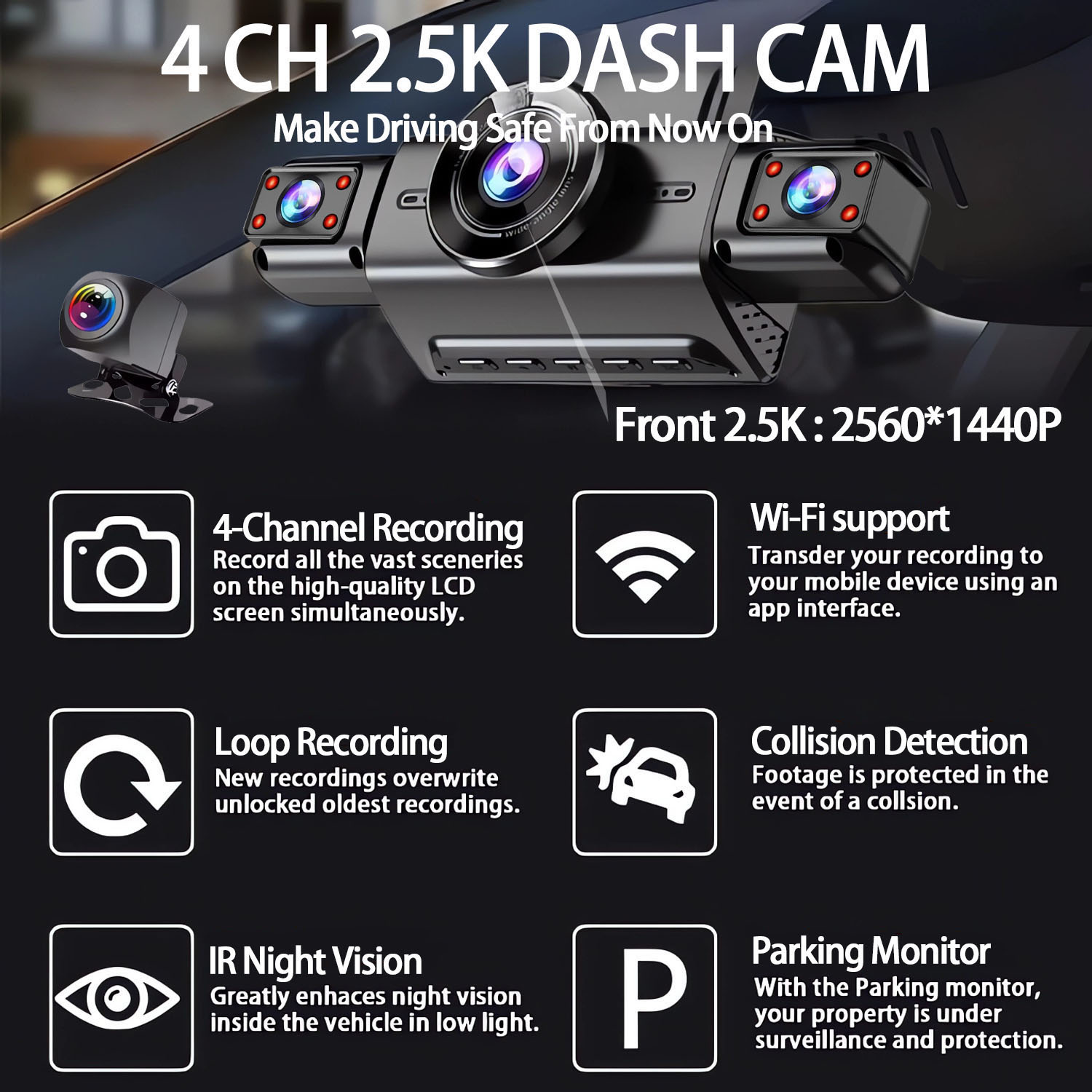 360 gradi 4 telecamere Dash Ca - Dash Cam 360 Degree Panoramic recensione e prezzo