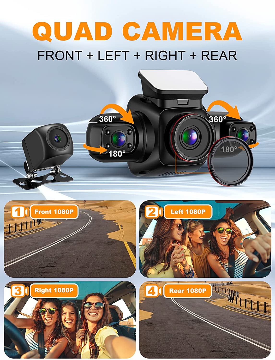Dash Cam a 4 canali 360 ° Tele - Dash Cam Night Vision Infrared recensione e prezzo