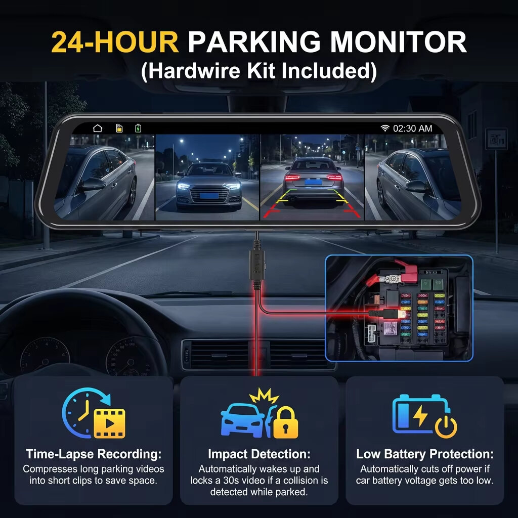 EKLEVA Specchietto Retrovisore - Dash Cam Rear View Mirror 12 Inch recensione e prezzo