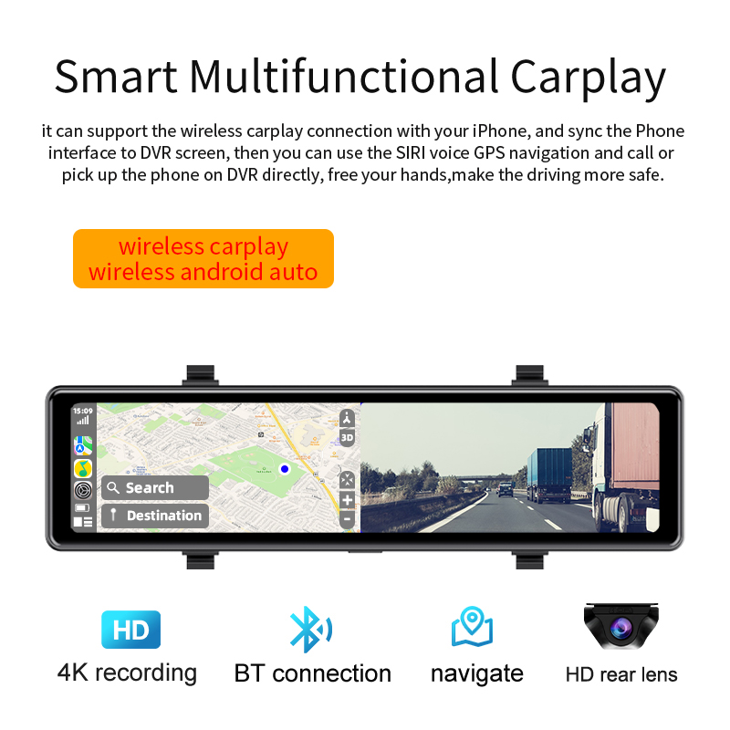 Dashcam Acceo 4K con Specchiet - Dash Cam Rear View Mirror 12 Inch recensione e prezzo