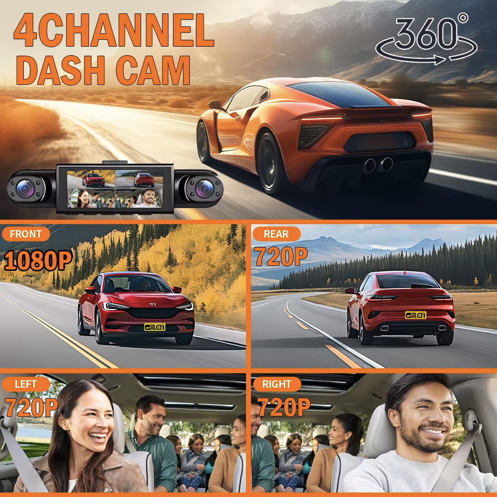 DVR per auto a 4 canali con vi - Dash Cam 360 Degree Panoramic recensione e prezzo