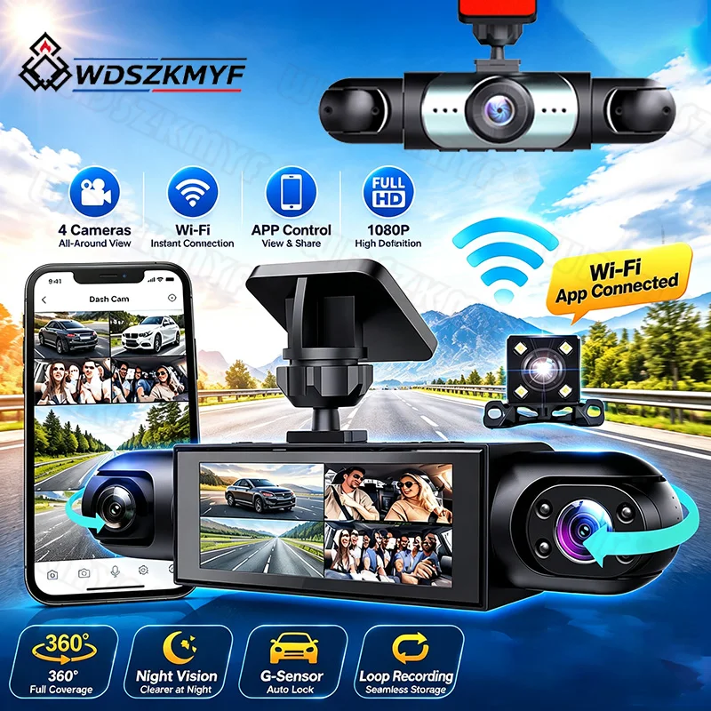 Videoregistratore per auto a 4 - Dash Cam 360 Degree Panoramic recensione e prezzo