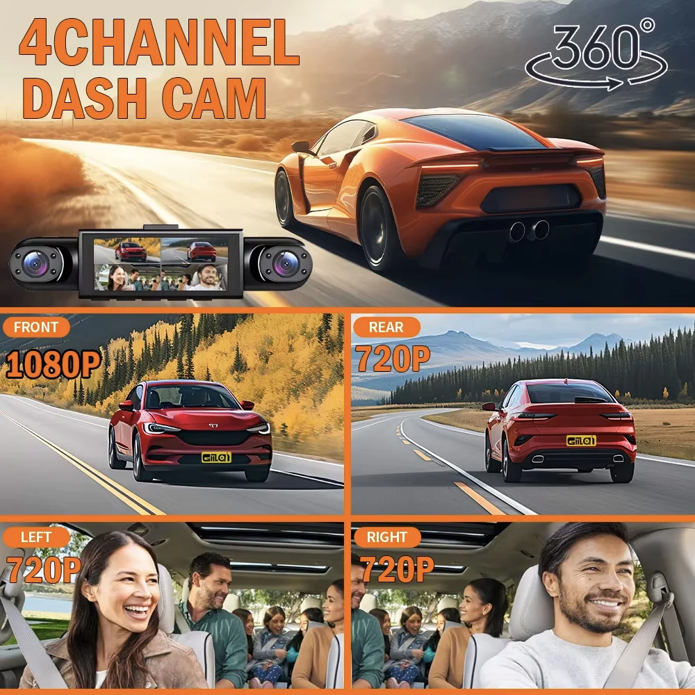Videoregistratore per auto a 4 - Dash Cam 360 Degree Panoramic recensione e prezzo