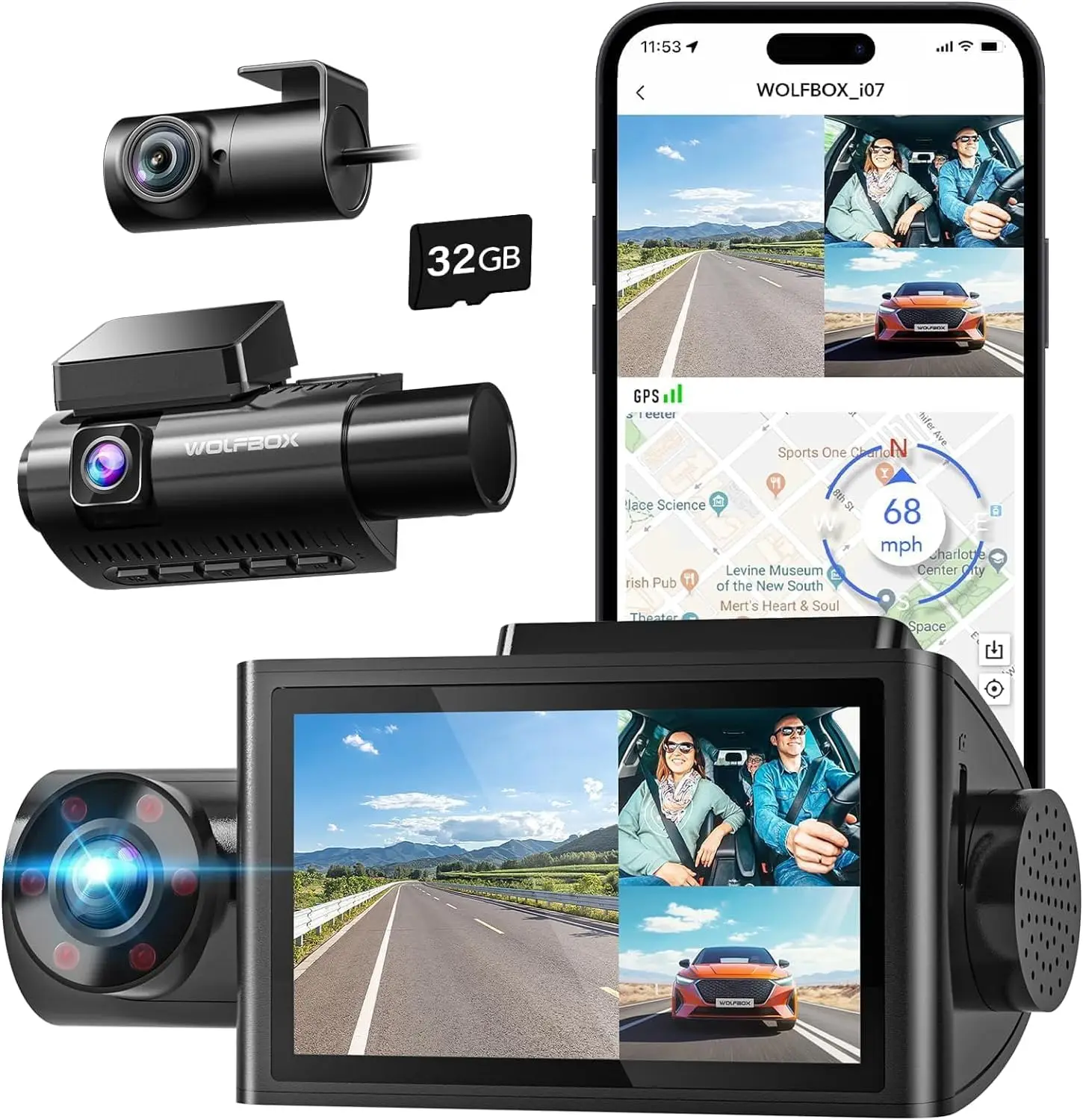 Wolfbox I07 Telecamera Anterio - Dash Cam 3 Channel 1080P recensione e prezzo