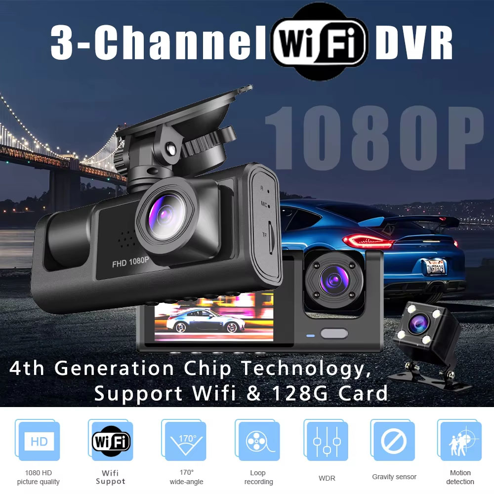 Videoregistratore DVR per Auto - Dash Cam 3 Channel 1080P recensione e prezzo