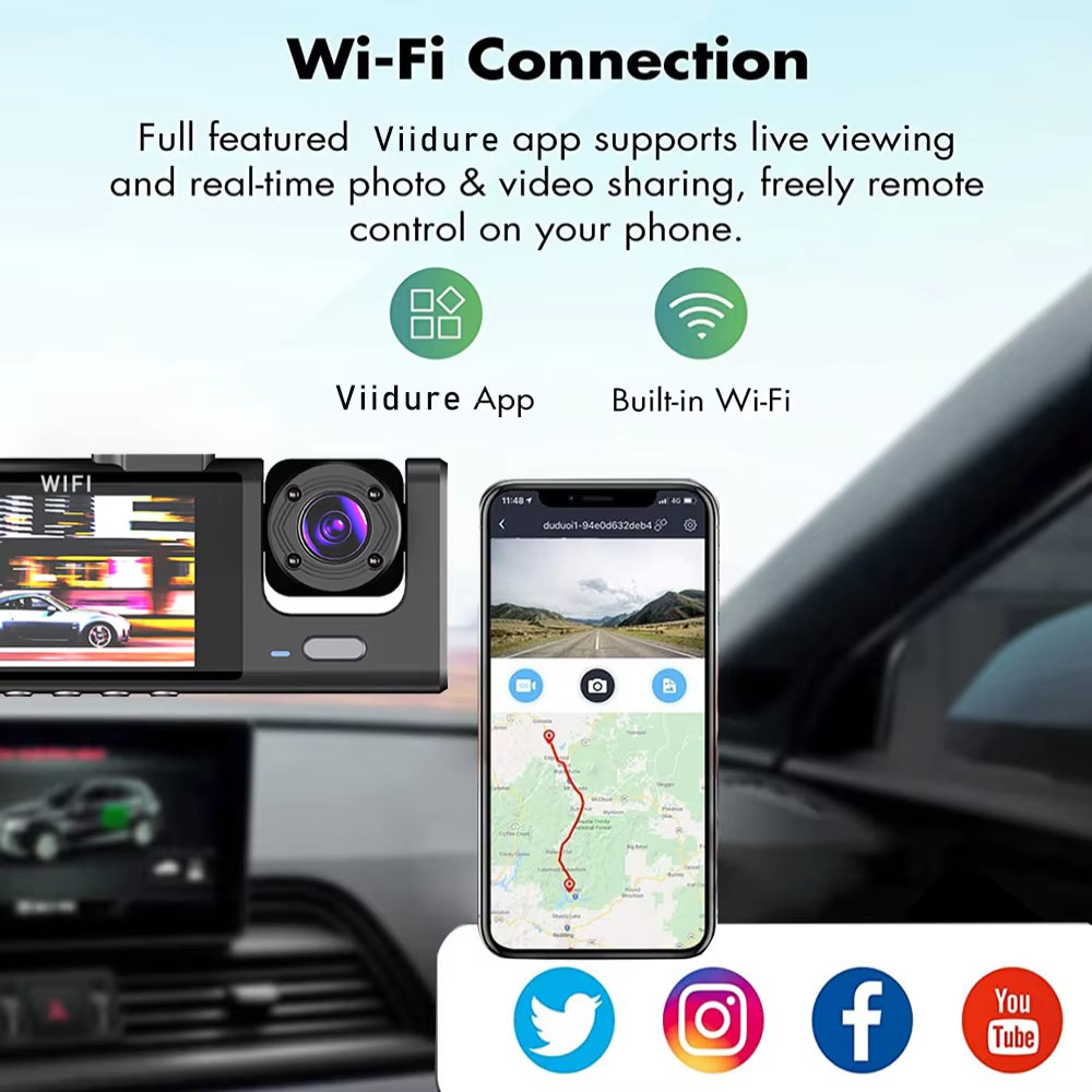 Videoregistratore DVR per Auto - Dash Cam 3 Channel 1080P recensione e prezzo