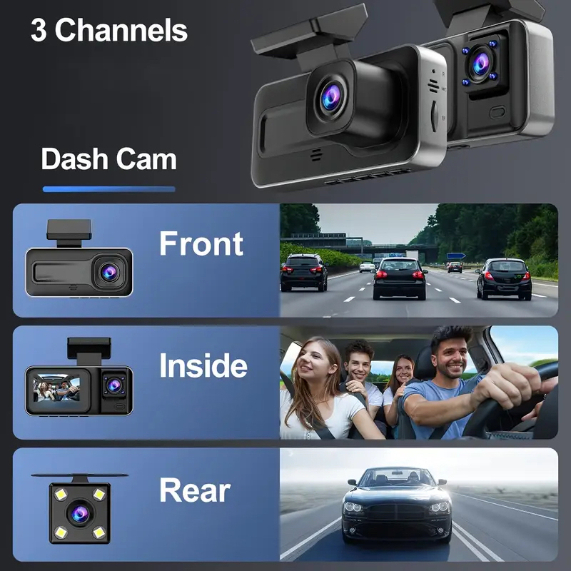 Dash Cam a 3 canali per fotoca - Dash Cam 3 Channel 1080P recensione e prezzo