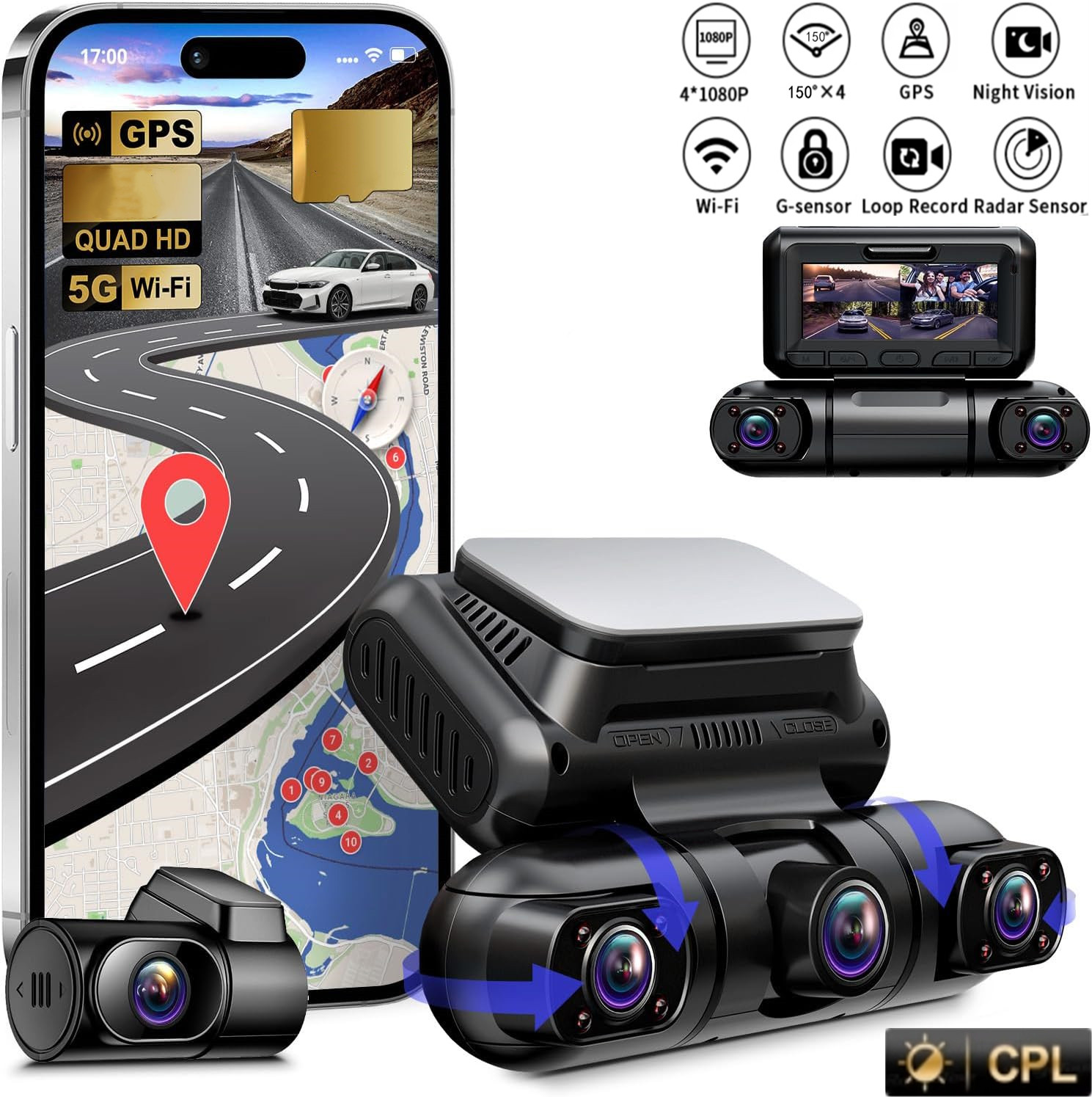 360 ° Panorama Dash Cam 4 cana - Dash Cam Night Vision Infrared recensione e prezzo