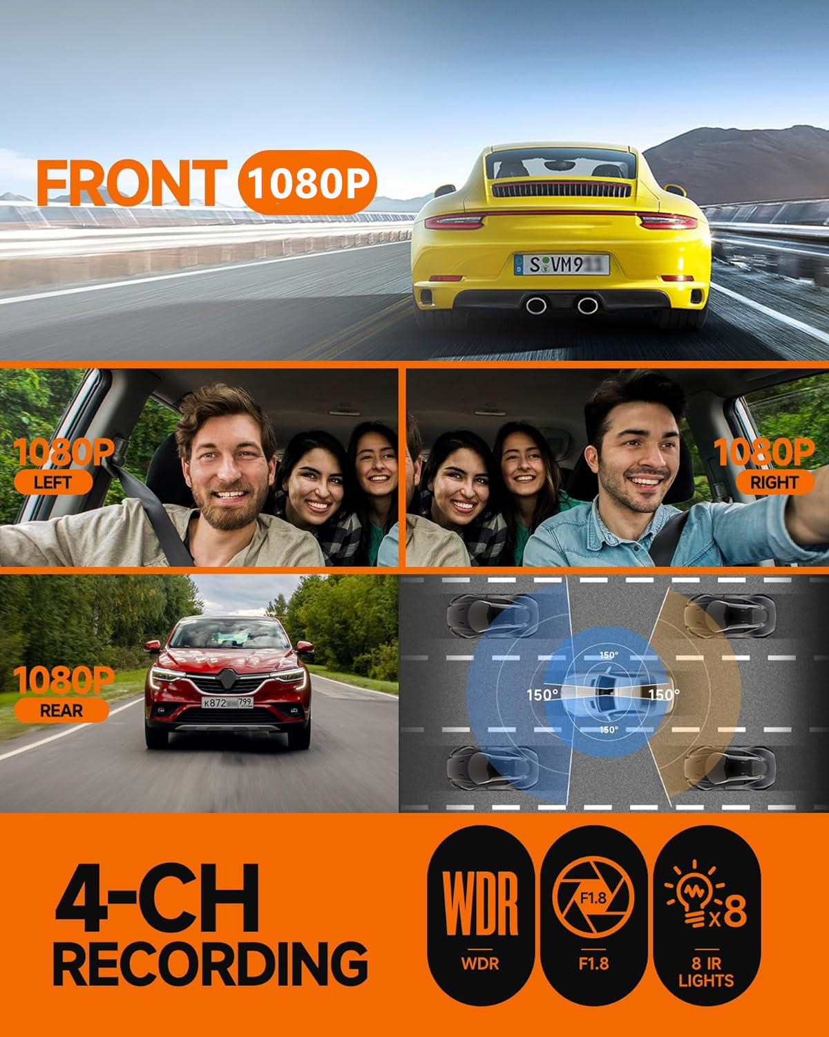 360 ° Panorama Dash Cam 4 cana - Dash Cam Night Vision Infrared recensione e prezzo