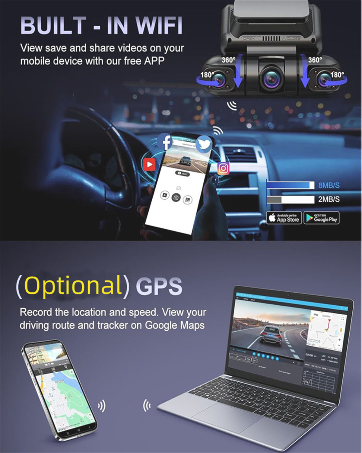 360 ° Panorama Dash Cam 4 cana - Dash Cam Night Vision Infrared recensione e prezzo